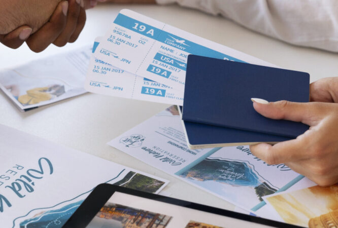 high-angle-people-working-travel-agency